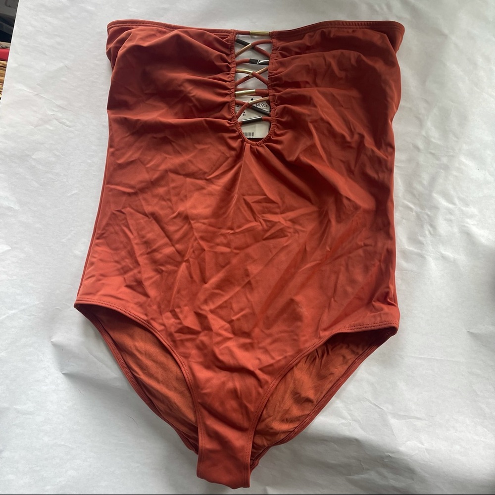 NWT H&M size 14 orange one piece swimsuit